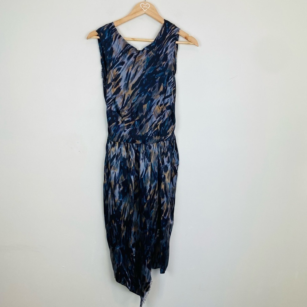 Ulla Johnson abstract brushstrokes print silk knee length dress. Size 6.